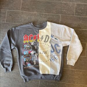 AC/DC Men's Crewneck Sweater - Gray and Cream